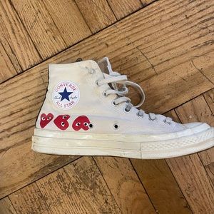 CDG high top Converse White With hearts